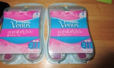 4-Gillette Venus Comfortglide 3 Blade Disposable Razors, White Tea, 2 Twin Packs
