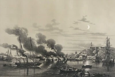 Guerre de Crimée 1855 Russie Yénikalé destruction des navires de la marine Russe - Photo 1/4