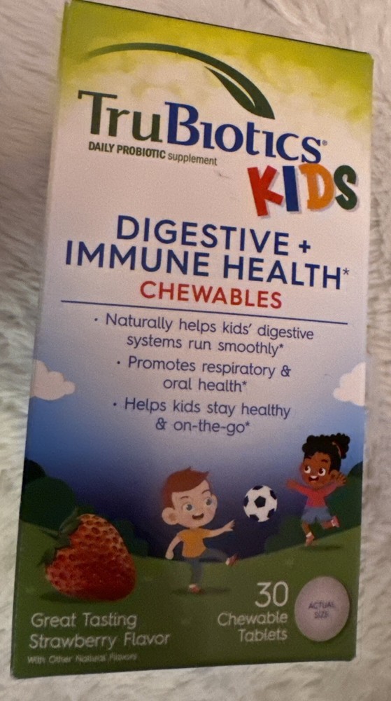 Kids, Digestive + Immune Health Chewables, Strawberry, 30 Chewable Tablets 12/24