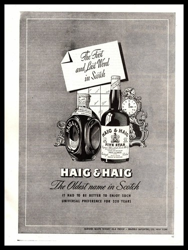 1947 Haig & Haig Blended Scots Whisky "The Oldest Name In Scotch" Print Ad