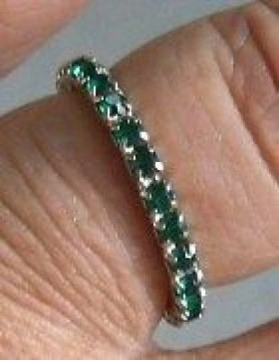 VINTAGE SCHMUCK EHERING RING GLASSTEIN DIAMANT SMARAGD GR 52 /4314