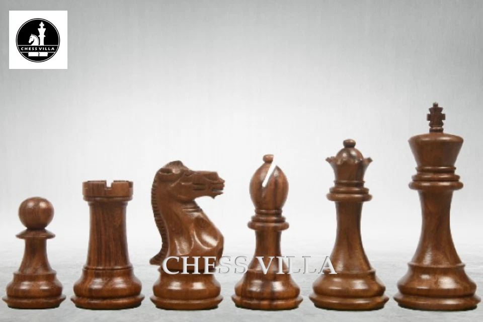 4″ Queens Gambit Professional Staunton Chess Pieces – Weighted Golden Rosewood - Image 2 of 4