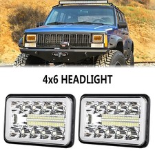 Pair 4x6" Inch LED Headlights HI/LO Sealed Beam DRL For 60/80 Series H4656/H4651