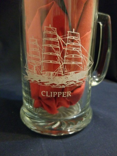 Clipper Pattern Mug Etched Ship Design 5 1/2" Tall - Picture 4 of 5