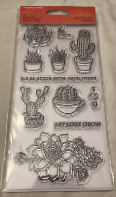 Succulents Stuck with Each Other Clear Acrylic Stamp Set by Fiskars NEW! Cactus