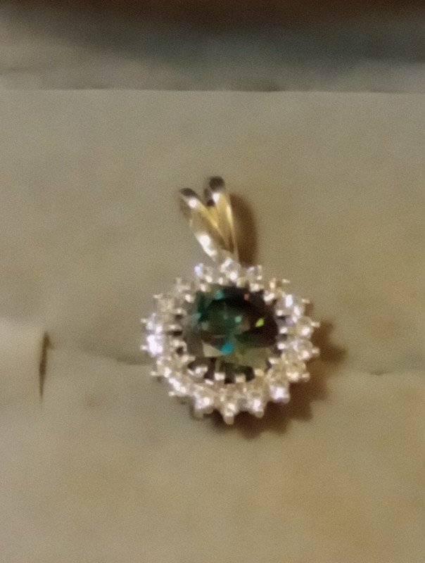 NATURAL GREEN BLUE DIAMOND 3.00CT 925 SILVER WHITE GOLD OVER PENDANT DIAMOND ACC