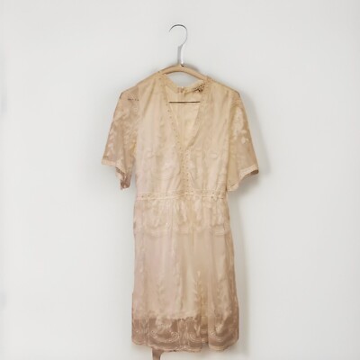 Haute Monde Woman s Ivory Lace Dress Fit and Flare Boho Size Small