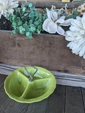 Vintage Lane & Co. Van Nuys California Green Divided Nut Tray #3000