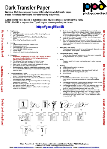 ppd transfer paper dark