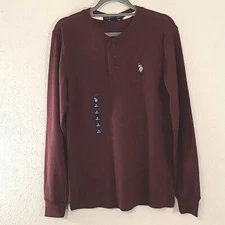 *NEW* U.S. POLO ASSN. Men's Dark Plum Long Sleeve Shirt w/White Logo, size Small