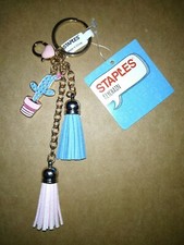 Cactus Golden 2 Tassels Fun Charms Pink Blue Key Chain Keychain 6" 15 cm NWT