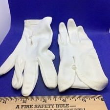 Sz 7 Vintage star detail Gloves dress womens off white ivory formal driving M3