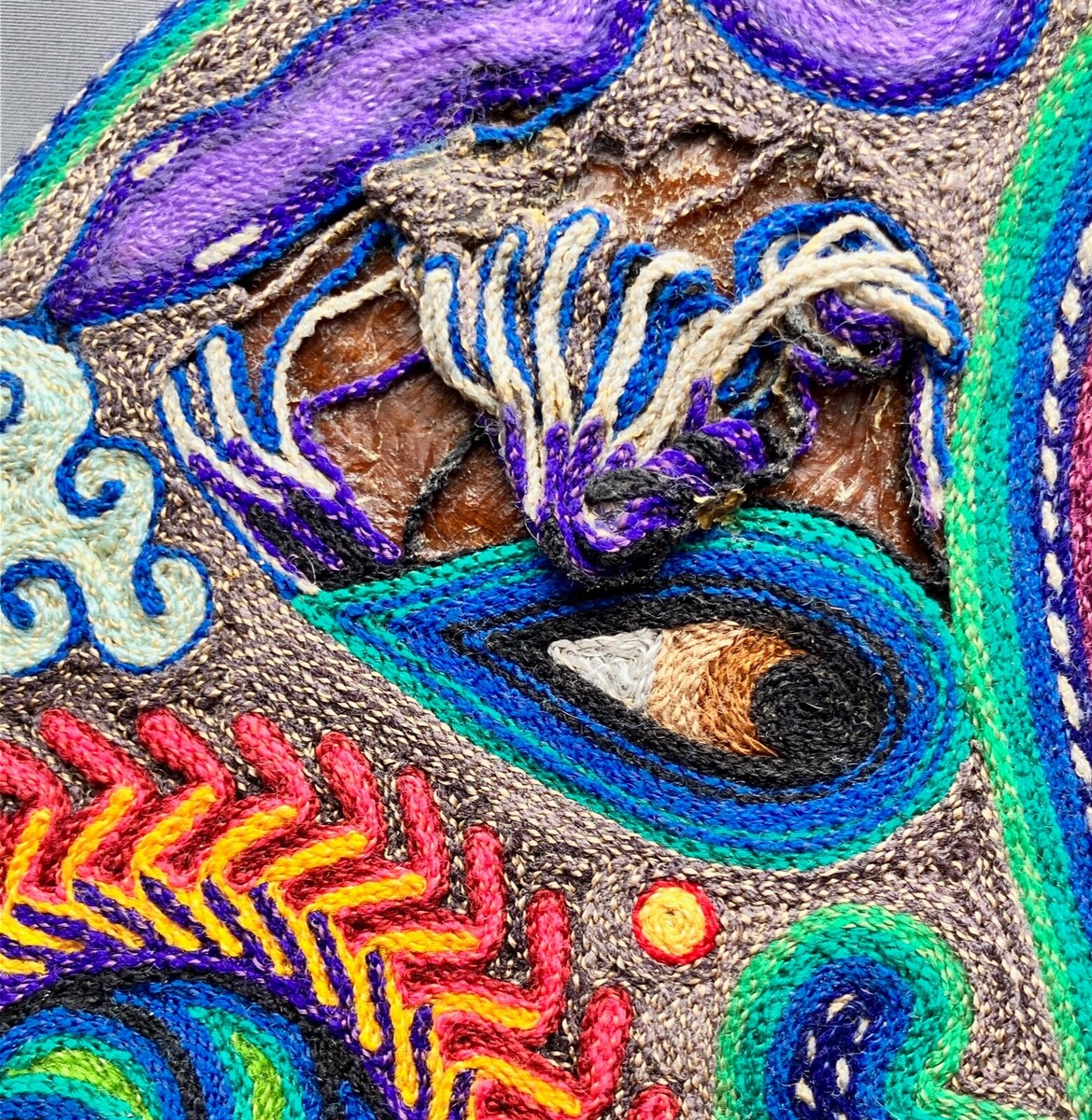Huichol Sun and Moon Dyed Yarn Art Wall Plaque on Wood Mexican | eBay