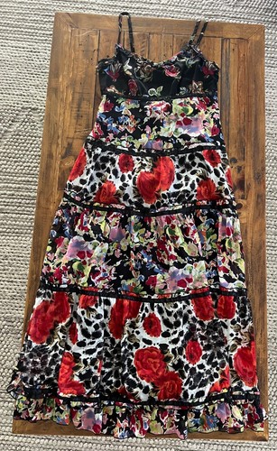 Rockmans Womens Maxi Dress, Size 12, Flower/Leopard print, Layered, Lined