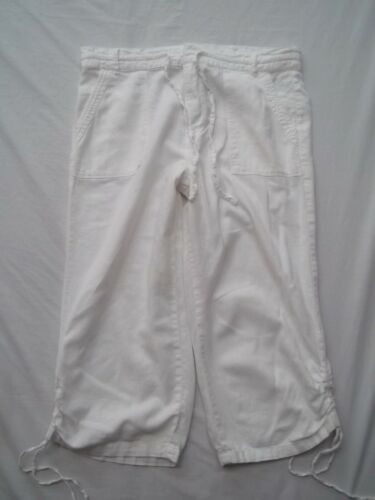 Kensie Jeans white linen capri pant 10/30 drawstri