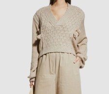  625 Mes Demoiselles Women's Beige Kiruna Blouson-Sleeve Tassel Sweater Size 2