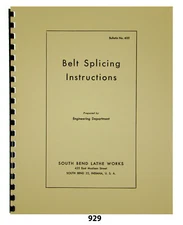 South Bend Flat Belt Splicing Instruction Manual #929