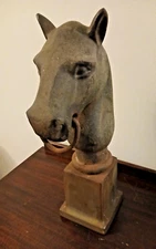 Rare Antique Cast Iron Horse Head Hitching Post Topper 