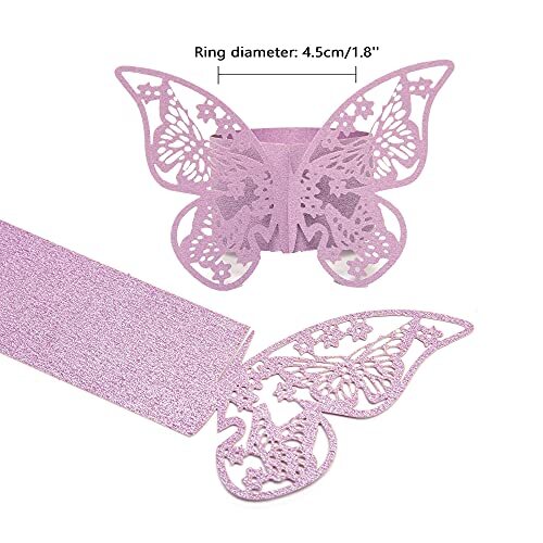 100 Stück Serviettenringe, 3D Schmetterling Papier Serviettenringe für Platz lila - Bild 5 von 7