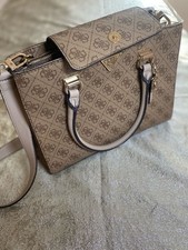 Guess Logo Print Satchel Handbag with Crossbody Strap