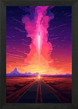 Space Rocket Pop Art Framed Wall Art Poster Canvas Print Picture