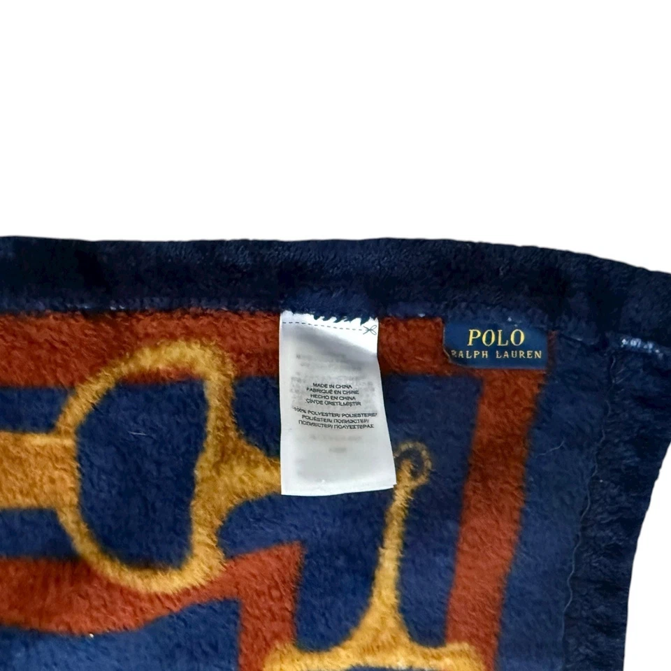 Ralph Lauren Polo Oso Montar Caballo Peluche Polar Manta Azul Marino 70x48 Foto 4 de 4