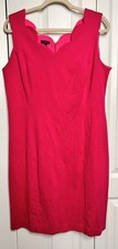 Talbots Sleeveless Scalloped V-Neck Shift Dress Womens Size 14 Pink Stretch