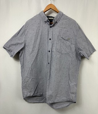 Vans Mens Button Up Size XL Grey Hearts Short Sleeve Pockets Collared Casual