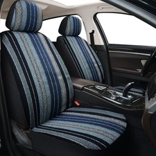 Baja Saddle Blanket Car Seat Covers, Boho Striped Woven Seat Front BLUE