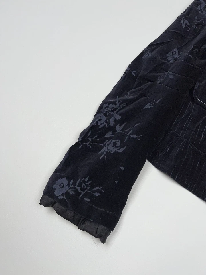 Blazer Marithe Francois Girbaud Terciopelo Terciopelo Avantgarde Azul Marino Floral Foto 4 de 4