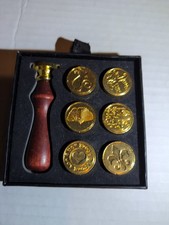Wax Seal Stamp Set With 7 Stamp Heads and Wooden Handle