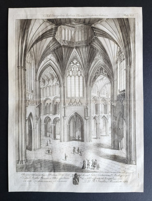 Antique 1763 Print - Ely Cathedral Octagon Interior - Large Copper Engraving