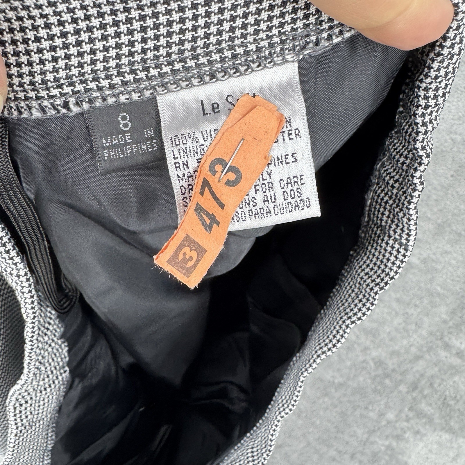 Le Suit Pant Suit 8 Houndstooth Pleated Blazer Preppy Career Office Academia