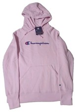    NWT Champion Logo Pink Fleece Pullover Hoodie Womens Medium 26x21