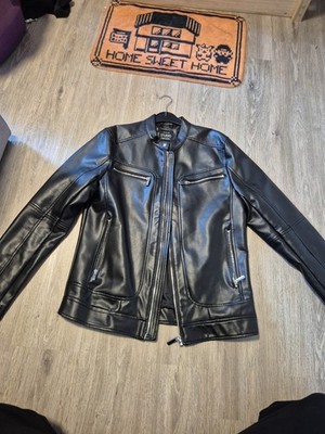 Herren Lederjacke Schwarz  Slim Fit  Größe M   STUDIO DeFacto