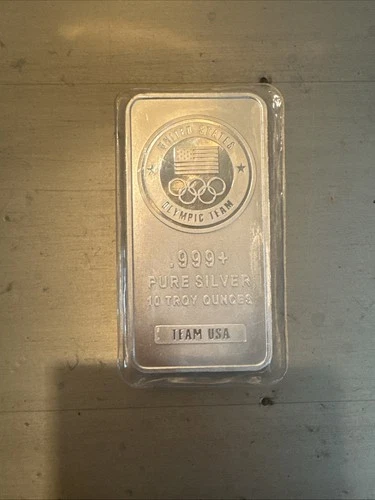 OLYMPIC 10oz .999+ Fine Silver bar Bullion 10 Troy Ounces Team USA