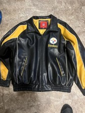 NFL STEELERS Faux Leather Winter Jacket Size XL