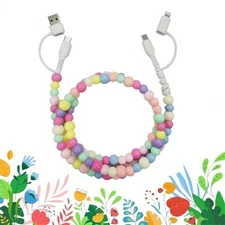 USB C Cable for iPhone Charging Cord 3.3FT 4 in 1 Multi Cute Beaded Phone