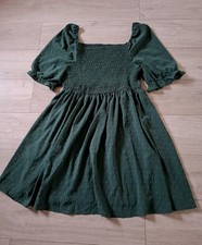 Shein Green Spotted Bardot Neck Flared Dress Party Holiday Boho 4XL UK20/22