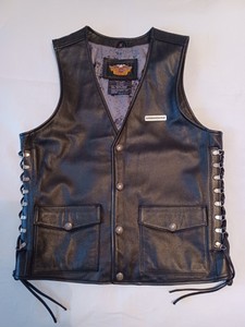 Harley Davidson Avenue Vest Leather Small S Black Biker Motorcycle 