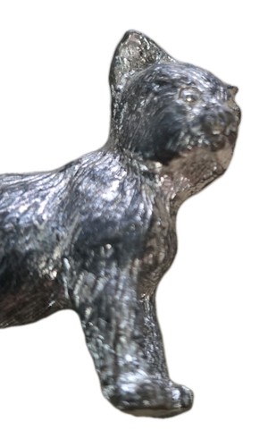 Vintage Walking Cat Kitten Heavy Solid Pewter Metal Figurine Ornament 5cm 58g