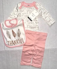 MODERN BABY 3 pieces white/pink THANKFUL motif size 0-3 months