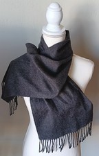 Vintage Christian Dior Monsieur Scarf Charcoal Gray Cashmaire Soft Fringe Japan