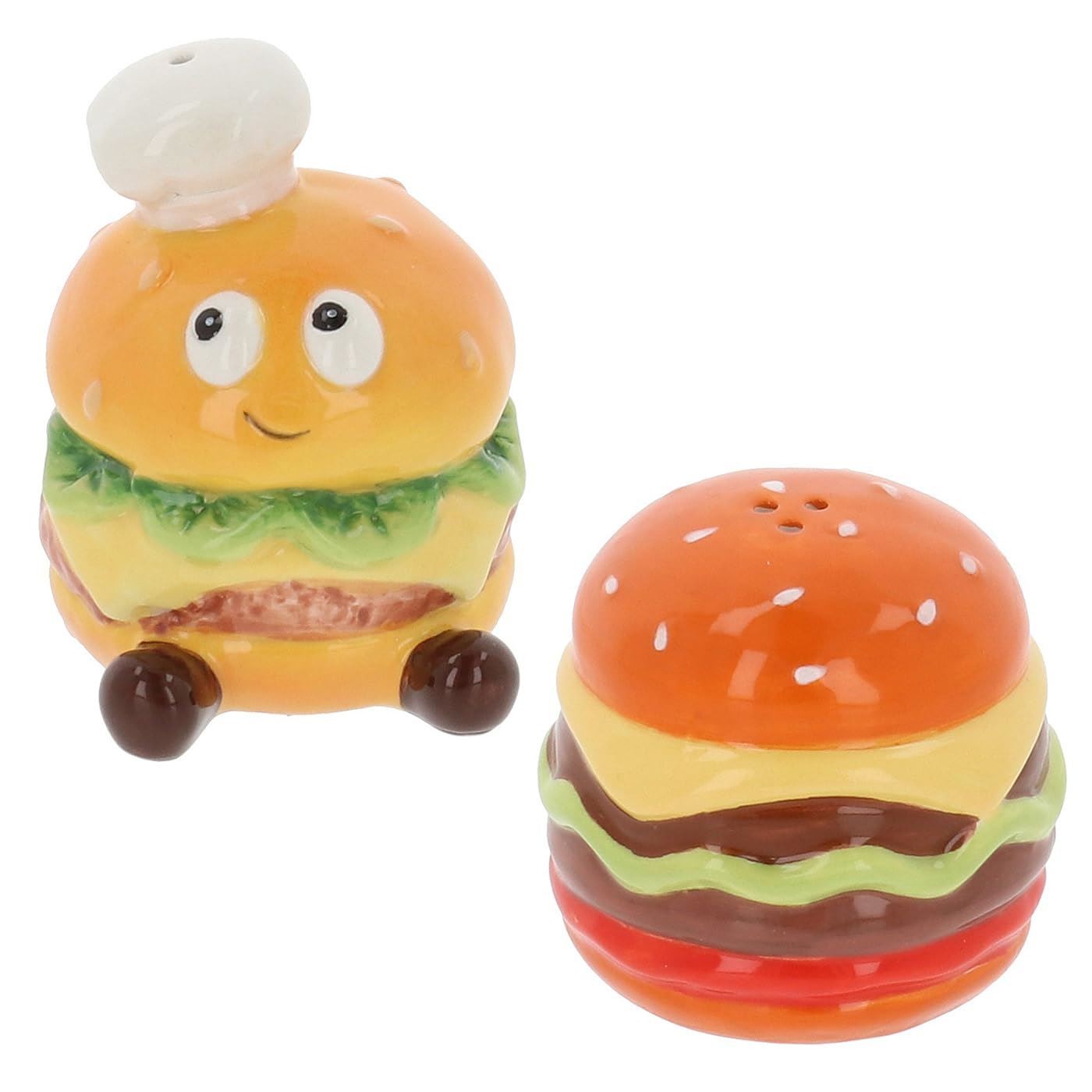 Shudehill Giftware Foodie Fun Burger Salt and Pepper Set, Novelty Ceramic Cruet