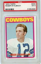Graded 1972 Topps Roger Staubach #200 Rookie RC Card PSA 5 Excellent
