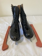 Nestor Johnson Black Leather Figure Skates Mens Size 9 M With Skate Guards