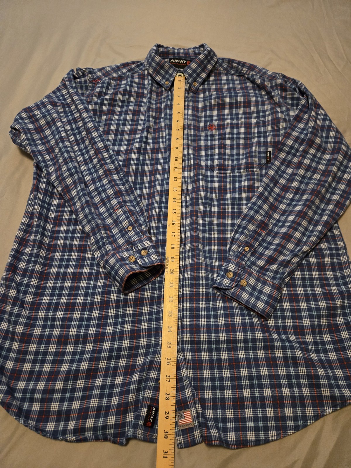 Ariat FR Work Shirt Mens XL-Tall Multi Color Plaid Flame Resistant CAT2 2112