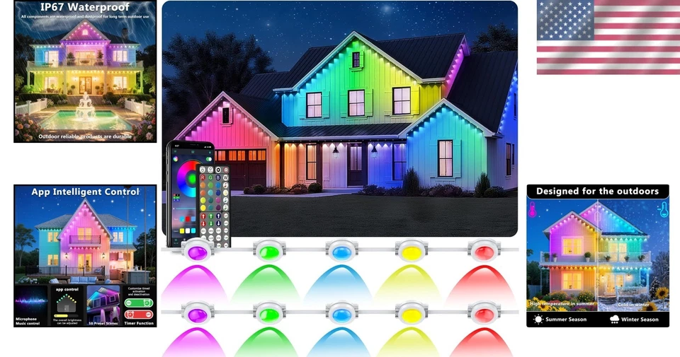 500 LED RGB Luz Alero - Ambiente Exterior Permanente con App y Mando a Distancia Foto 2 de 4