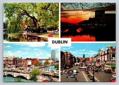 Vintage John Hinde Dublin Ireland Postcard - City Scenes & Sunset 1970s