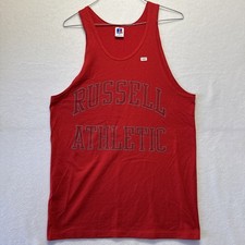 vtg MADE IN USA Russell Athletic M Red tank top shirt sleeveless 1980s 1990s